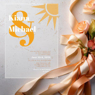 Sunshine Typography Trouw Marigold ID1048 Acryl Uitnodigingen