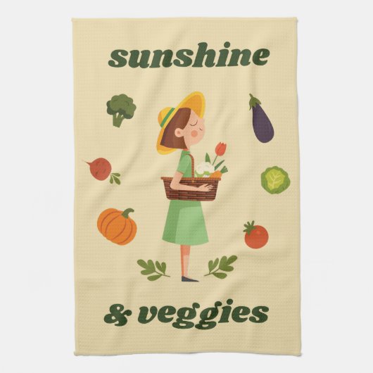 Sunshine & Veggies Kinder keukenhanddoek (Verticaal)
