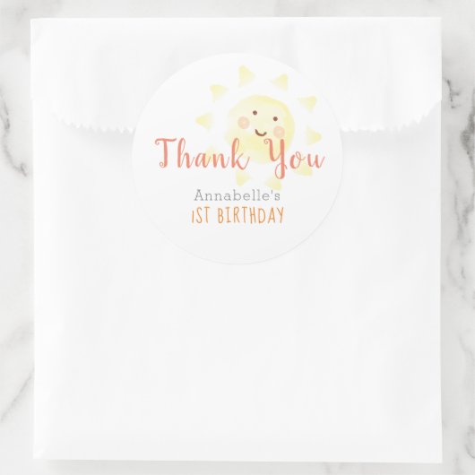 Sunshine Verjaardag Bedankt Ronde Sticker (Tas)