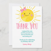 Sunshine verjaardag meisje dank u kaart zomer (Voorkant)