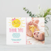 Sunshine verjaardag meisje dank u kaart zomer (Staand voorkant)