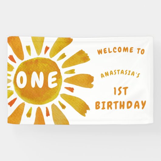 Sunshine verjaardag welkom spandoek (Horizontaal)