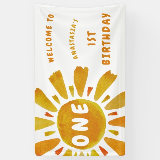 Sunshine verjaardag welkom spandoek (Verticaal)