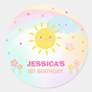 Sunshine Verjaardagsfeestje Favor Tag Sticker Seal