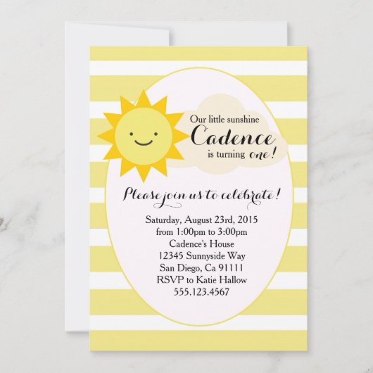 Sunshine verjaardagsuitnodiging kaart (Voorkant)