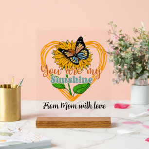 Sunshine voeg tekst sentiment vlinder acryl bord
