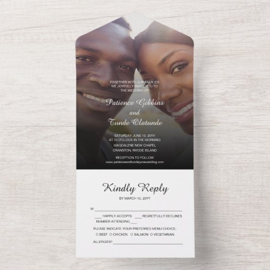 Sunshine Vreugde Foto Bruiloft All In One Uitnodiging (Binnen)