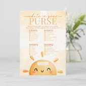 Sunshine Wat zit er in je Purse Baby shower Game Kaart (Staand voorkant)