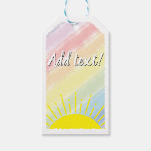 Sunshine Waterverf Baby shower Pastel Regenboog Cadeaulabel