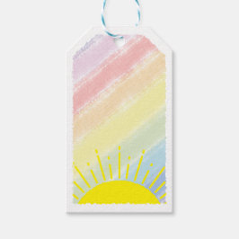Sunshine Waterverf Baby shower Pastel Regenboog Cadeaulabel
