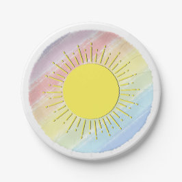 Sunshine Waterverf Baby shower Pastel Regenboog Papieren Bordje