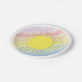 Sunshine Waterverf Baby shower Pastel Regenboog Papieren Bordje (Gekanteld)