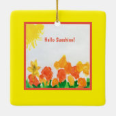 Sunshine Waterverf Floral Keramisch Ornament (Achterkant)