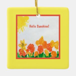 Sunshine Waterverf Floral Keramisch Ornament