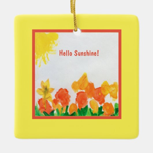 Sunshine Waterverf Floral Keramisch Ornament (Voorkant)