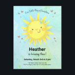Sunshine Waterverf Kids Birthday Party Invitation Uitnodiging Briefkaart<br><div class="desc">Alle afbeeldingen zijn handmatig getekend en digitaal gekleurd. Schuif met de hand getekende zonneschijn met kleine bloem en folieharten. Eenvoudig te gebruiken sjabloon. Kunstwerk van Valarie Wade. Ideaal voor lente- en zomerfeesten. Alle tekst kan worden aangepast.</div>