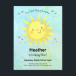 Sunshine Waterverf Kids Birthday Party Invitation Uitnodiging Briefkaart<br><div class="desc">Alle afbeeldingen zijn handmatig getekend en digitaal gekleurd. Schuif met de hand getekende zonneschijn met kleine bloem en folieharten. Eenvoudig te gebruiken sjabloon. Kunstwerk van Valarie Wade. Ideaal voor lente- en zomerfeesten. Alle tekst kan worden aangepast.</div>