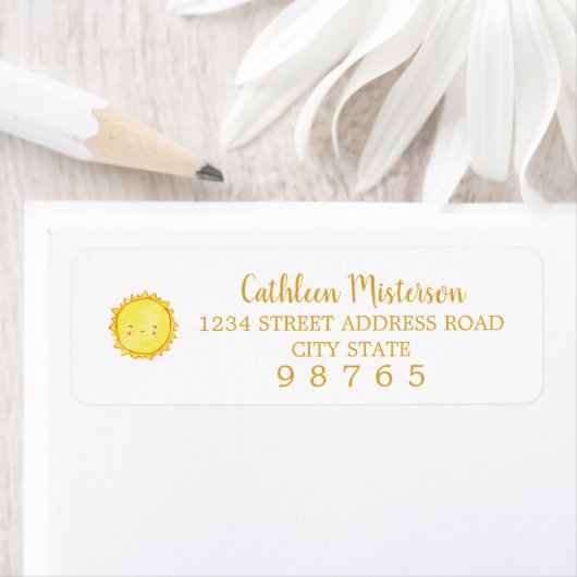 Sunshine Waterverf Sun Return Address Labels (Insitu)