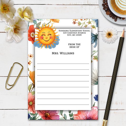 Sunshine Waterverf Wildflower Teacher Post-it® Notes