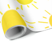 Sunshine Whimsical Yellow Sun Birthday Party Cadeaupapier (Rol Hoek)