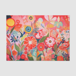 Sunshine Whimsy Flower Abstract schilderij Decoupa Tissuepapier