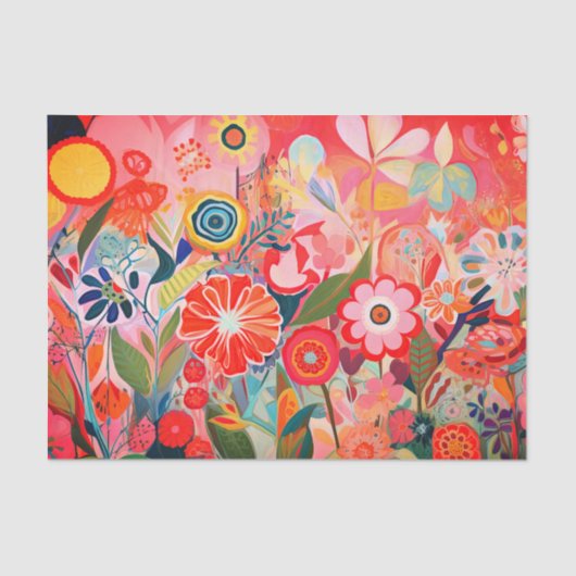 Sunshine Whimsy Flower Abstract schilderij Decoupa Tissuepapier (Voorkant)