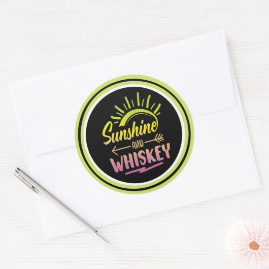 Sunshine & Whiskey-Sticker Ronde Sticker (Envelop)