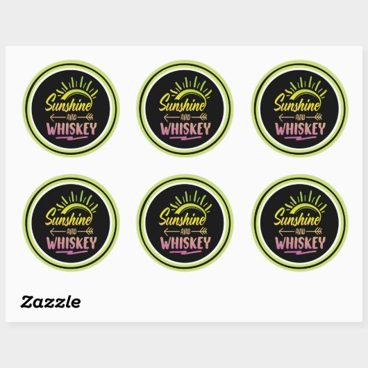 Sunshine & Whiskey-Sticker Ronde Sticker (Vel)