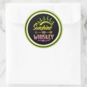 Sunshine & Whiskey-Sticker Ronde Sticker (Tas)