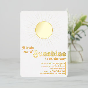 Sunshine White Gold Sun Baby shower Folie Uitnodiging
