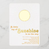 Sunshine White Gold Sun Baby shower Folie Uitnodiging (Voorkant)