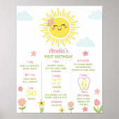 Sunshine Wildflower 1st Birthday Milestone Poster (Voorkant)