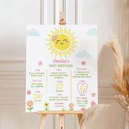 Sunshine Wildflower 1st Birthday Milestone Poster