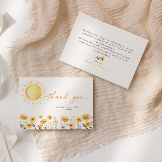 Sunshine Wildflower Baby shower bedankje Kaart