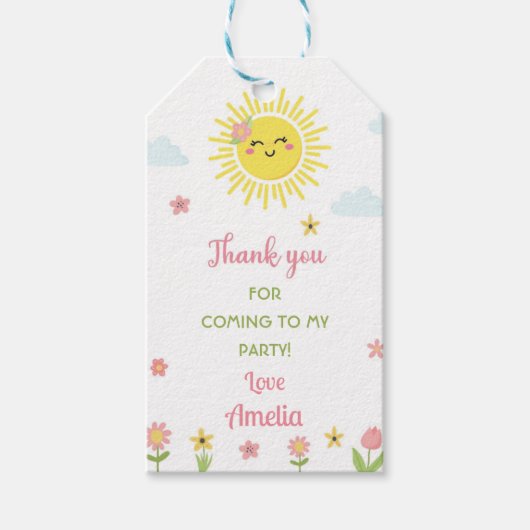 Sunshine Wildflower Dank u Label Verjaardagsfeest Cadeaulabel (Voorkant)