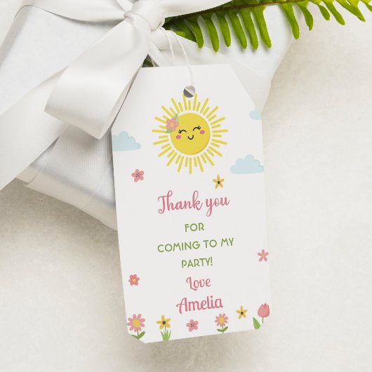 Sunshine Wildflower Dank u Label Verjaardagsfeest Cadeaulabel