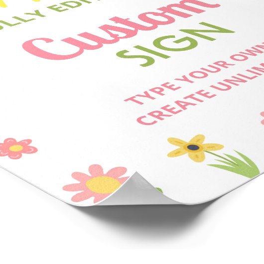 Sunshine Wildflower Party Verjaardag Custom POS Poster (Hoek)