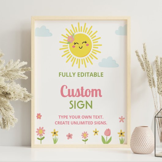 Sunshine Wildflower Party Verjaardag Custom POS Poster