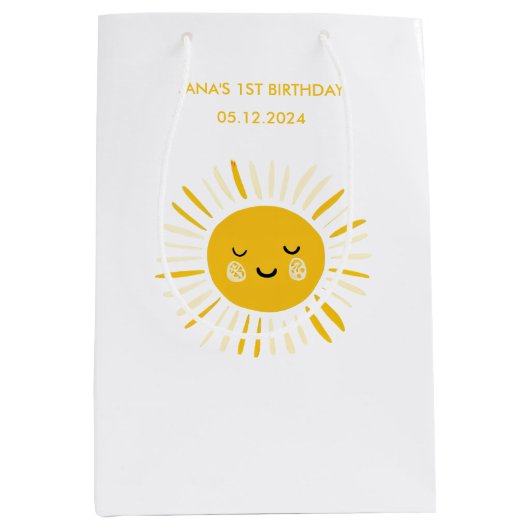 Sunshine wordt één verjaardagsfeestje medium cadeauzakje (Voorkant)