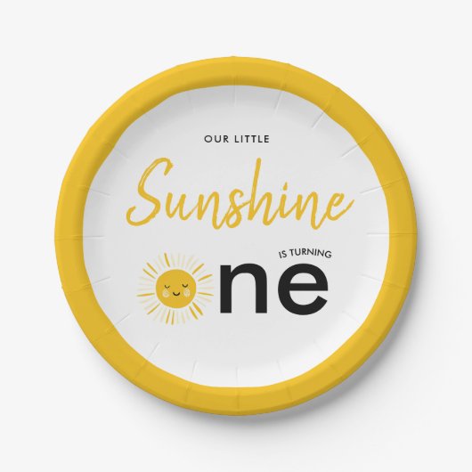 Sunshine wordt één verjaardagsfeestje papieren bordje (Voorkant)