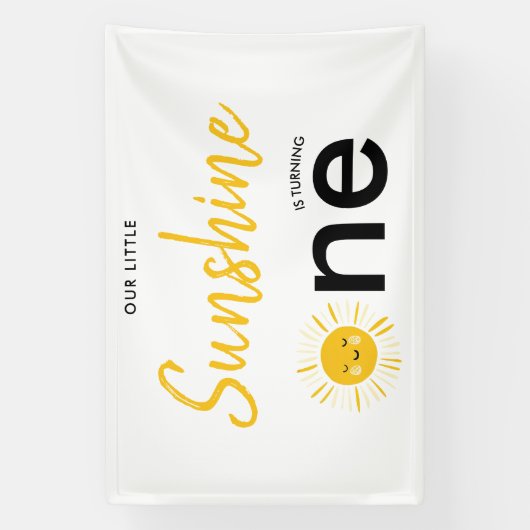 Sunshine wordt één verjaardagsfeestje spandoek (Verticaal)
