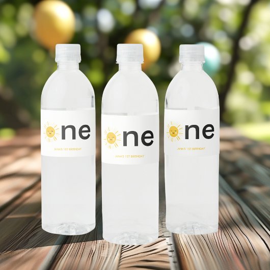 Sunshine wordt één verjaardagsfeestje waterfles etiket