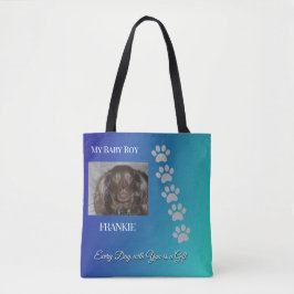 Sunshine wrapped in Fur-Navy/Teal Pet Tribute Tote Bag
