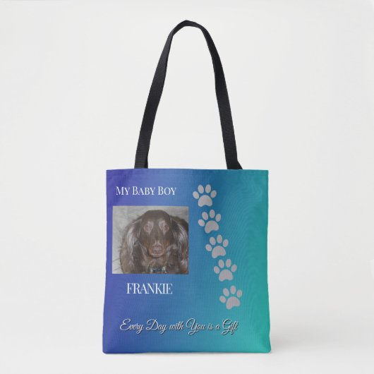 Sunshine wrapped in Fur-Navy/Teal Pet Tribute Tote Bag (Voorkant)