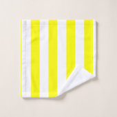 Sunshine Yellow and White Striped Print Bad Handdoek (Wasdoekje)