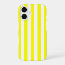 Sunshine Yellow and White Striped Print iPhone 16 Hoesje