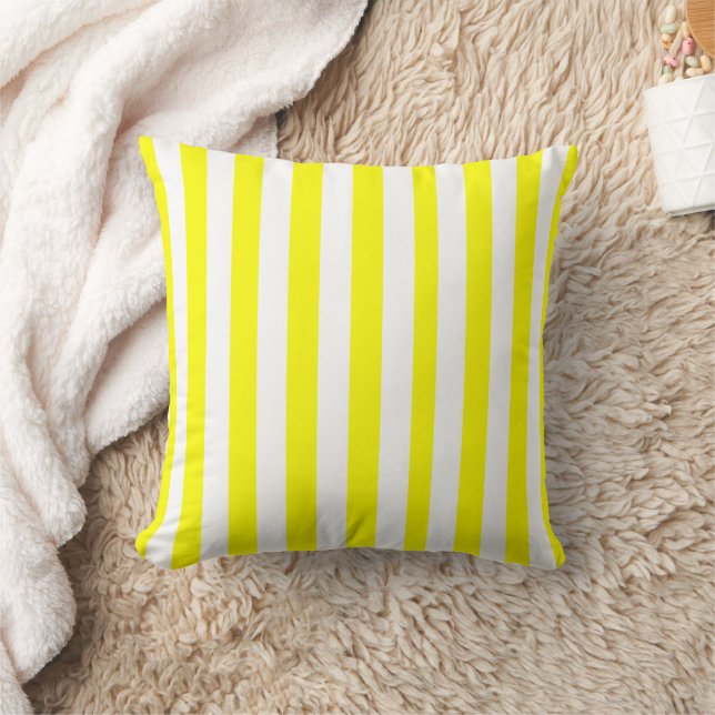 Sunshine Yellow and White Striped Print Kussen (Deken)