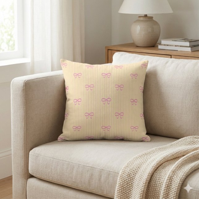 Sunshine Yellow Balletcore Ribbon Bows Kussen (Creator heeft geüpload)