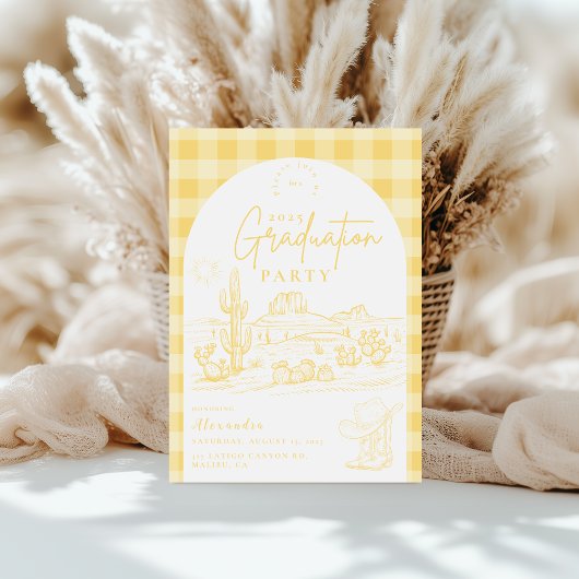 Sunshine Yellow Cowgirl Afstudeerfeest Kaart