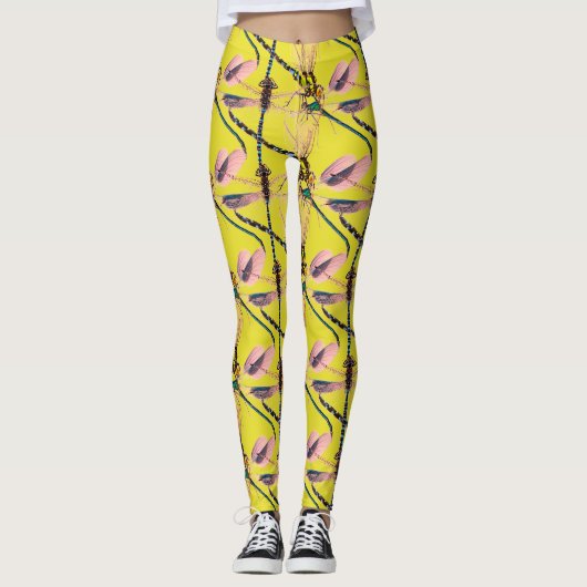 Sunshine Yellow DragonFly Leggings (Voorkant)